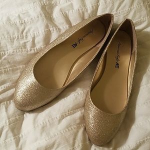 American Eagle Sparkle Gold Flats